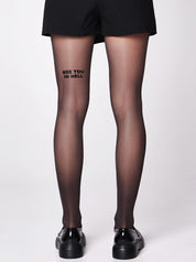 See you in Hell Statement Strumpfhose in schwarz von saint sass.